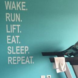 Gym Wall Sticker, Motivational Decal. Wake. Run. Lift. Eat. Sleep. Repeat. Graphic - thumbnail 2