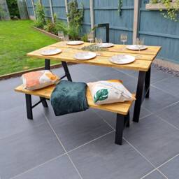 Outdoor Table - Reclaimed Wooden Scaffold Board Garden Dining - thumbnail 2