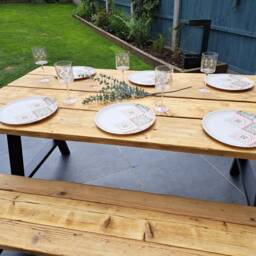 Outdoor Table - Reclaimed Wooden Scaffold Board Garden Dining - thumbnail 3