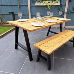 Outdoor Table - Reclaimed Wooden Scaffold Board Garden Dining - thumbnail 1