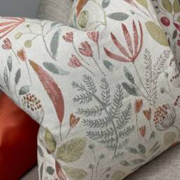 Decorative Meadow Cushion Cover, Pillow Throw Floral Design - Orange Beige Green Voyage Maison Fabric/Worldwide Shipping - thumbnail 2