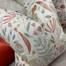 Decorative Meadow Cushion Cover, Pillow Throw Floral Design - Orange Beige Green Voyage Maison Fabric/Worldwide Shipping - thumbnail 4