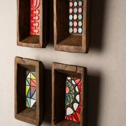 Ceramic Wall Art, Handmade Tiles Framed - Made To Order Rectangle Dough Bowl - Mod - thumbnail 2