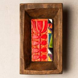 Ceramic Wall Art, Handmade Tiles Framed - Made To Order Rectangle Dough Bowl - Mod - thumbnail 3