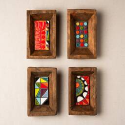 Ceramic Wall Art, Handmade Tiles Framed - Made To Order Rectangle Dough Bowl - Mod