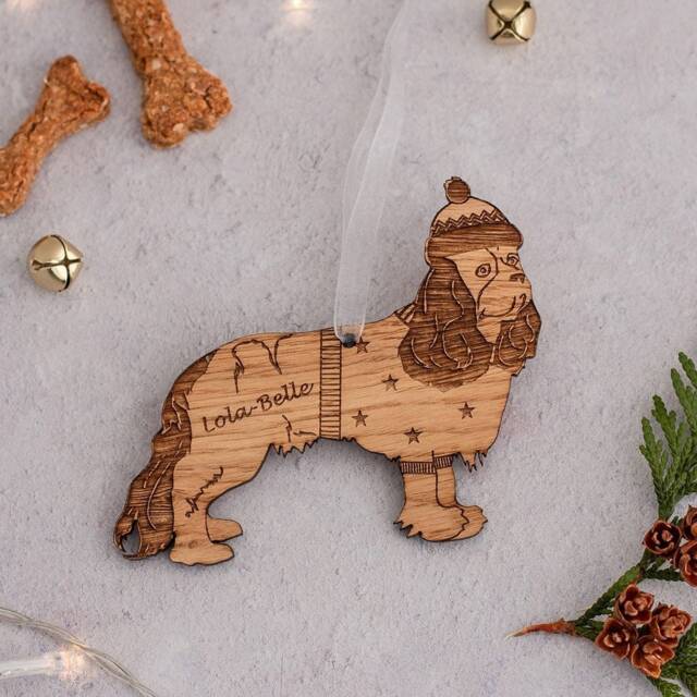 Cavalier King Charles Spaniel Ornament Christmas Dog Decoration Personalised Bauble Wooden Memorial Ornaments - image 1