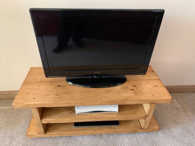 Tv Stand Cabinet Tv Cupboard Rustic Solid Wood Straight Back - image 1