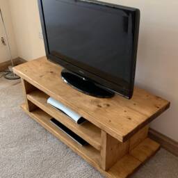 Tv Stand Cabinet Tv Cupboard Rustic Solid Wood Straight Back - thumbnail 2