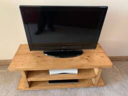 Tv Stand Cabinet Tv Cupboard Rustic Solid Wood Straight Back - thumbnail 1
