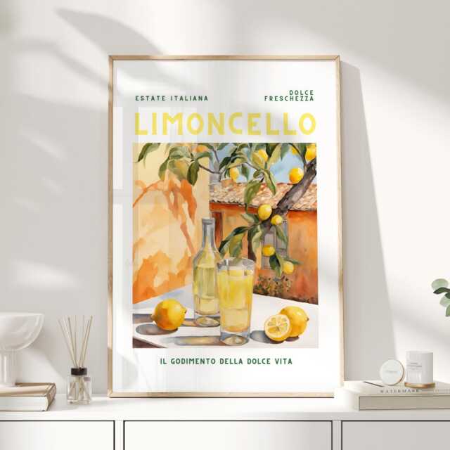 Limoncello Print, Poster, Gift, Bar Cart Decor, Signature Drink Sign, Kitchen Wall Art, Italian Poster - image 1