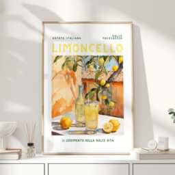 Limoncello Print, Poster, Gift, Bar Cart Decor, Signature Drink Sign, Kitchen Wall Art, Italian Poster - thumbnail 1
