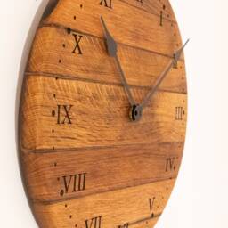 Hand Crafted Oak, Scotch Whisky Barrel Lid, Small Farmhouse Wall Clock - thumbnail 2