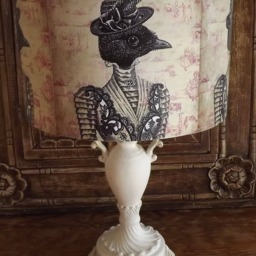 Miss Peacock Lampshade, Steampunk, Shabby Chic, Fatta Da Mamma - thumbnail 2