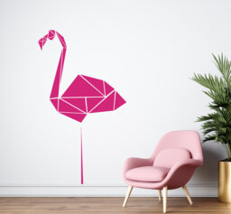 Pink Flamingo Wall Decal Geometric Vinyl Sticker T930 - thumbnail 1
