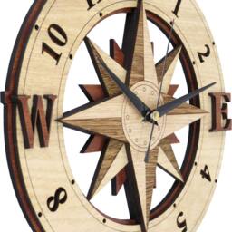 Compass Clock in Wood - Wind Rose Windrose - thumbnail 2