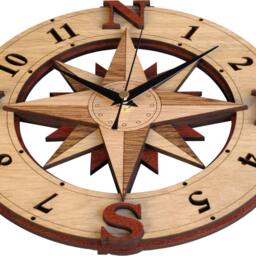 Compass Clock in Wood - Wind Rose Windrose - thumbnail 3