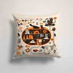 Happy Halloween Pillow Top/Funny Pumpkin Cushion Case/Bat Cover/Ghost Cat Case/Halloween Party/Pumpkin Witch Hat Top - thumbnail 2