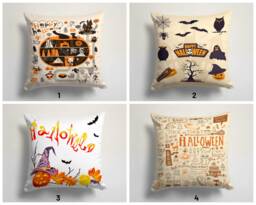 Happy Halloween Pillow Top/Funny Pumpkin Cushion Case/Bat Cover/Ghost Cat Case/Halloween Party/Pumpkin Witch Hat Top - thumbnail 1