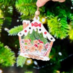 Personalized Gingerbread Family Ornament, Christmas Ornament 2024, 4D Shaker Xmas Ginger Cookie Names Gift - thumbnail 2
