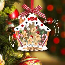 Personalized Gingerbread Family Ornament, Christmas Ornament 2024, 4D Shaker Xmas Ginger Cookie Names Gift - thumbnail 3