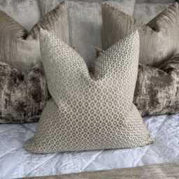 Beige Textured Cushion Cover, Decorative Pillow Cover For Sofa Or Bed, Livingroom Bedroom Home Accessories, Woven Designer Fabric - thumbnail 2