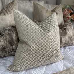 Beige Textured Cushion Cover, Decorative Pillow Cover For Sofa Or Bed, Livingroom Bedroom Home Accessories, Woven Designer Fabric - thumbnail 1