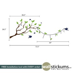 Tree Branch Vinyl Wall Decal With Birds - Nursery Photo Display - thumbnail 2