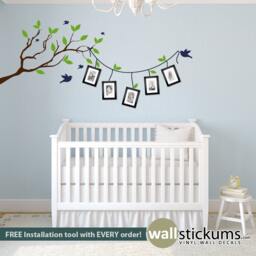 Tree Branch Vinyl Wall Decal With Birds - Nursery Photo Display - thumbnail 1