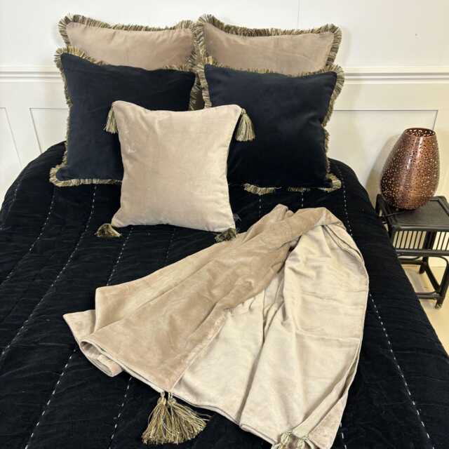 Cotton Velvet Tassel Throw Blanket, Sofa Bed Decor - image 1