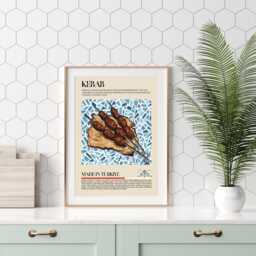 Turkish Kebab Poster, Street Food Print, Turkey, Persian, Kitchen Retro Poster, Wall Art Restaurant Poster Middle East Cafe Decor - thumbnail 3