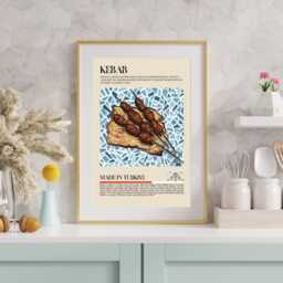 Turkish Kebab Poster, Street Food Print, Turkey, Persian, Kitchen Retro Poster, Wall Art Restaurant Poster Middle East Cafe Decor - thumbnail 2