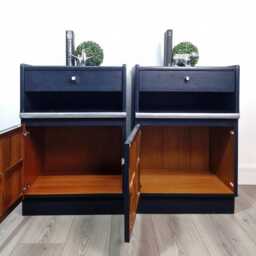 Nathan Teak Navy Blue Bedside Cabinets - thumbnail 2
