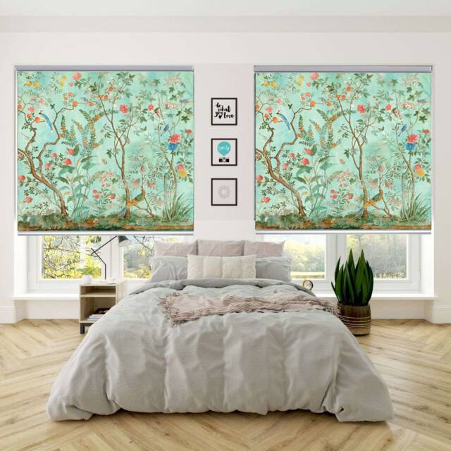 Tree Of Life, Chinoiserie Art, Floral Motifs - Fl-33 Custom Made Printed Window Roller Blind Regular Or Blackout, Chain Cordless - image 1