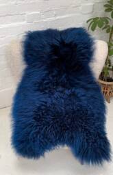 Beautiful Deep Blue Icelandic Sheepskin Throw, Rug, Chair Cover, Bedroom Throw, Luxuryeco Certified Wool Rug, Home Deco