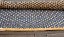 Navy & Mustard Geometric Runner Rug Cotton Kitchen, Living Room, Hall Rug