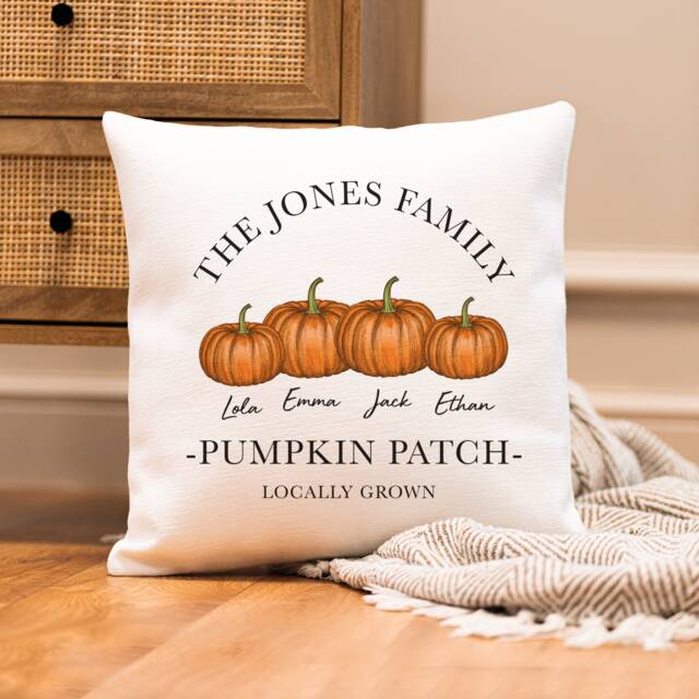 Personalised Halloween Cushion - Family Pumpkin Patch Decor Fall Autumn Decoration - image 1