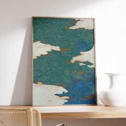Abstract Cloud Wall Art Print - Swirling Sky & Wind Pattern Illustration Japanese Inspired Modern Poster - thumbnail 2