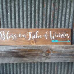 Bless Our Tribe Of Weirdos Rustic Wood Sign~Fixer Upper Decor~Reclaimed Wood~Hand Painted Sign~Farmhouse Decor~Arrow Sign~Rustic Wall Art - thumbnail 3