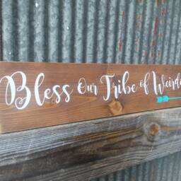 Bless Our Tribe Of Weirdos Rustic Wood Sign~Fixer Upper Decor~Reclaimed Wood~Hand Painted Sign~Farmhouse Decor~Arrow Sign~Rustic Wall Art - thumbnail 2