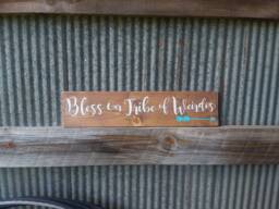 Bless Our Tribe Of Weirdos Rustic Wood Sign~Fixer Upper Decor~Reclaimed Wood~Hand Painted Sign~Farmhouse Decor~Arrow Sign~Rustic Wall Art - thumbnail 1