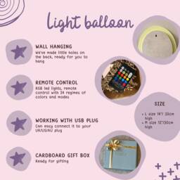 Nightlight For Nursery, Room Decor, Balloon Lamp, Kids Bedroom Light, Decoration, Wall Decor - thumbnail 3