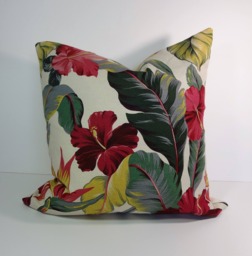 Hawaiian Tropical Bark Cloth Decorative Pillow Cover, Aa, Trendtex Fabrics, Hibiscus Cushion - thumbnail 1