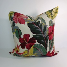 Hawaiian Tropical Bark Cloth Decorative Pillow Cover, Aa, Trendtex Fabrics, Hibiscus Cushion - thumbnail 3