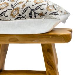 Designer Floral Mustard & Black On Natural Linen Pillow Cover, Mustard Pillow, Farmhouse Decorative Throw Pillow - thumbnail 3