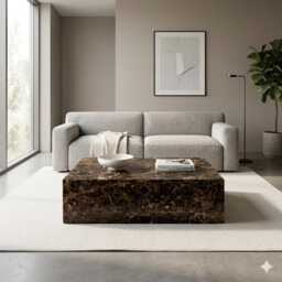Emperador Dark Genuine Marble Rectangular Low Coffee Table