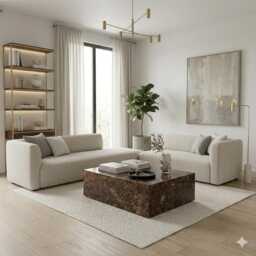 Emperador Dark Genuine Marble Rectangular Low Coffee Table - thumbnail 2