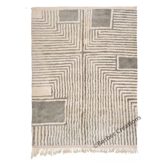 Moroccan Rug Gray, Beni Ourain Rug, Gray Genuine Wool Modern Mrirt - image 1