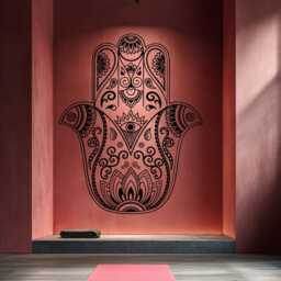 Hamsa Hand Wall Decal, Of Fatima, Yoga Studio Mural, Protection Symbol Sticker - thumbnail 4