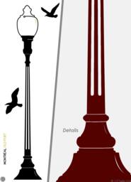 Montreal Wall Decal - Street Lamp, Classic Style Along The Saint-Laurent's Quays in Old Port - thumbnail 1