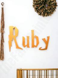 Gold Wizard Academy Wall Letters, Baby Nursery Room Decor, Magical Art, Name Sign, Metallic Decor Letters - thumbnail 1